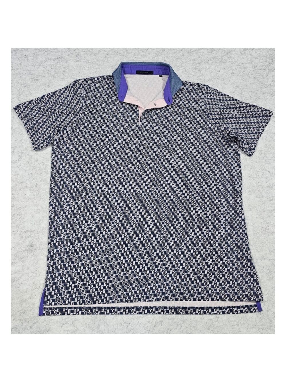 Greyson Golf Wolf Tails Polo Navy & White Performance Blend, Mens Sz L New